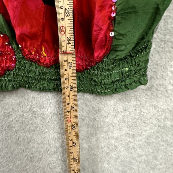 Desigual Y2K Blouse S Vintage Floral Beaded Fairy Grunge Pockets Elastic Waist - Picture 10 of 12